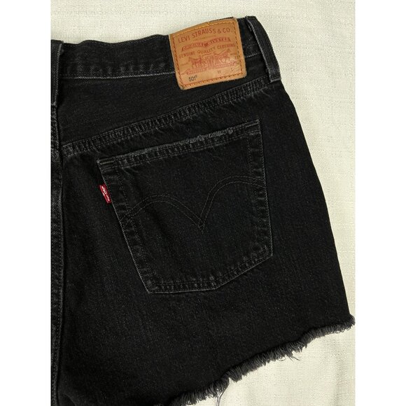 Levi’s Black Distressed High Rise Shorts Size W32 - Picture 7 of 10